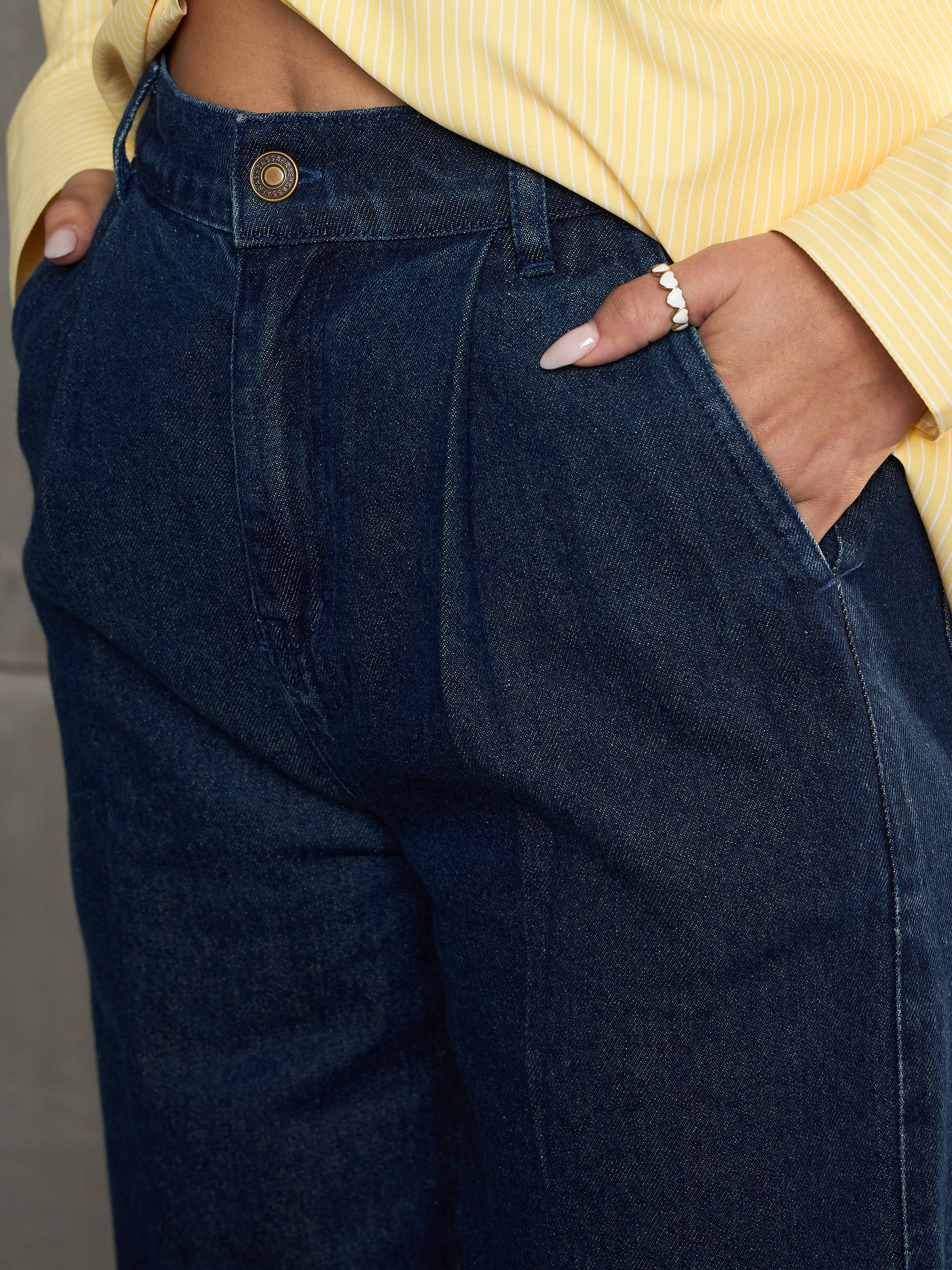 Women Nevy Blue Fringed Straight Fit Jeans - Image 4