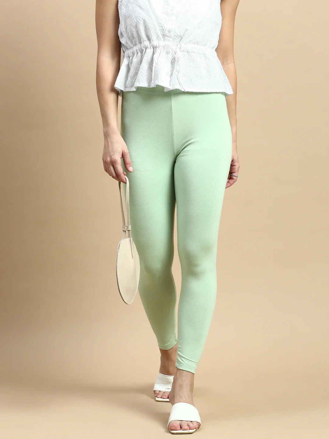 Women Nile Green Casual Leggings - Image 2