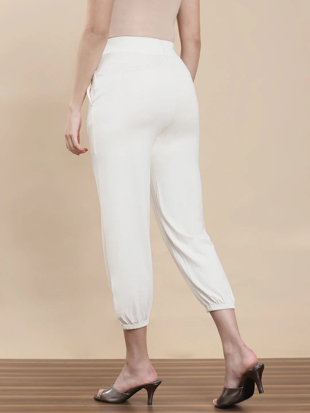 Women Off White Casual Jogger - Image 2