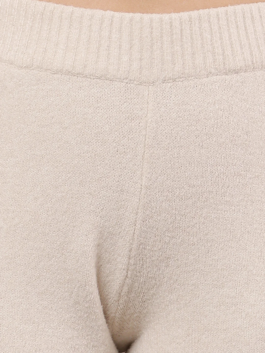 Women Off-White Elasticated Waist Polyester Trousers - Image 5