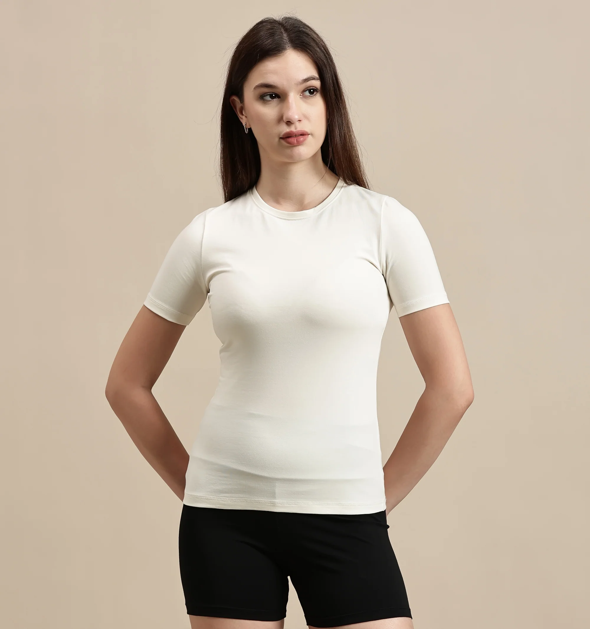Women Off White Half Sleeve Top - Image 2