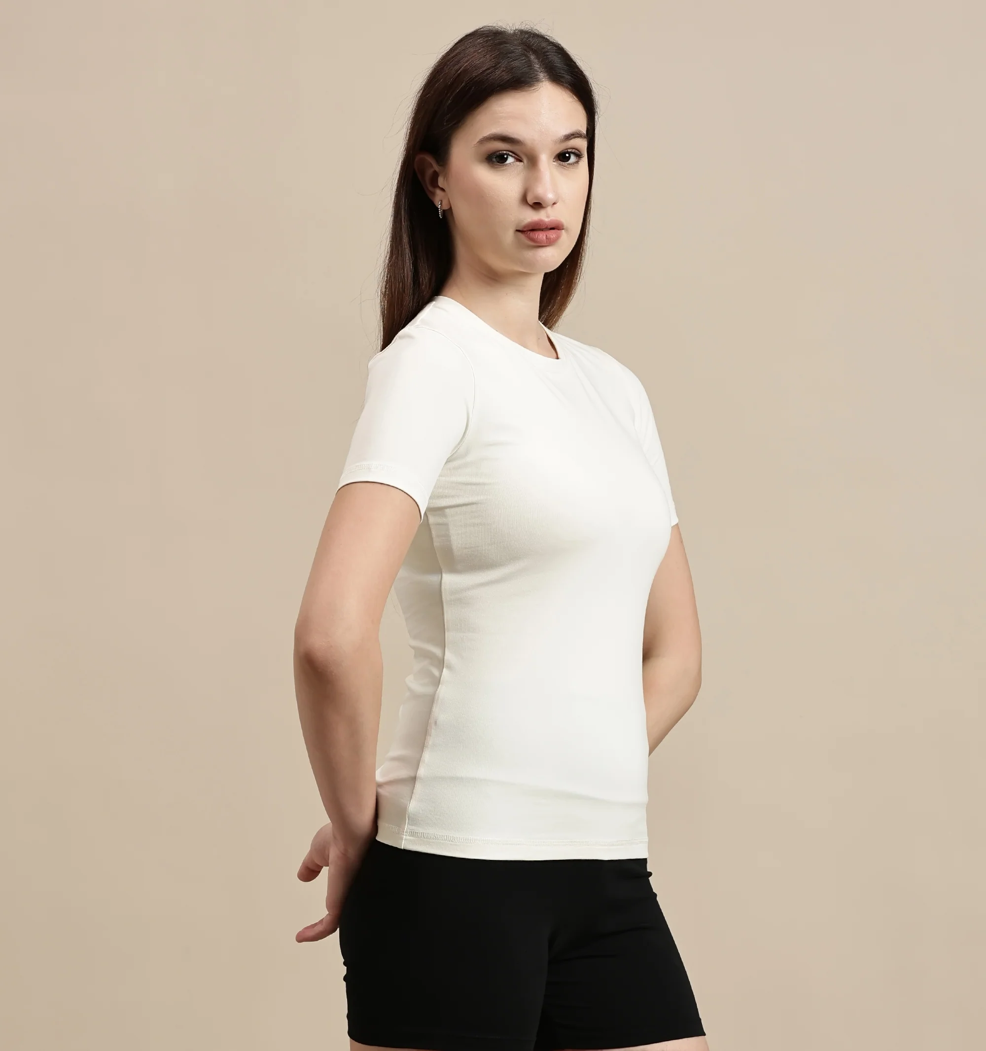 Women Off White Half Sleeve Top - Image 5