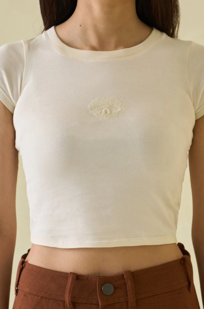 Women Cream Third Eye Cotton Tee - Image 3
