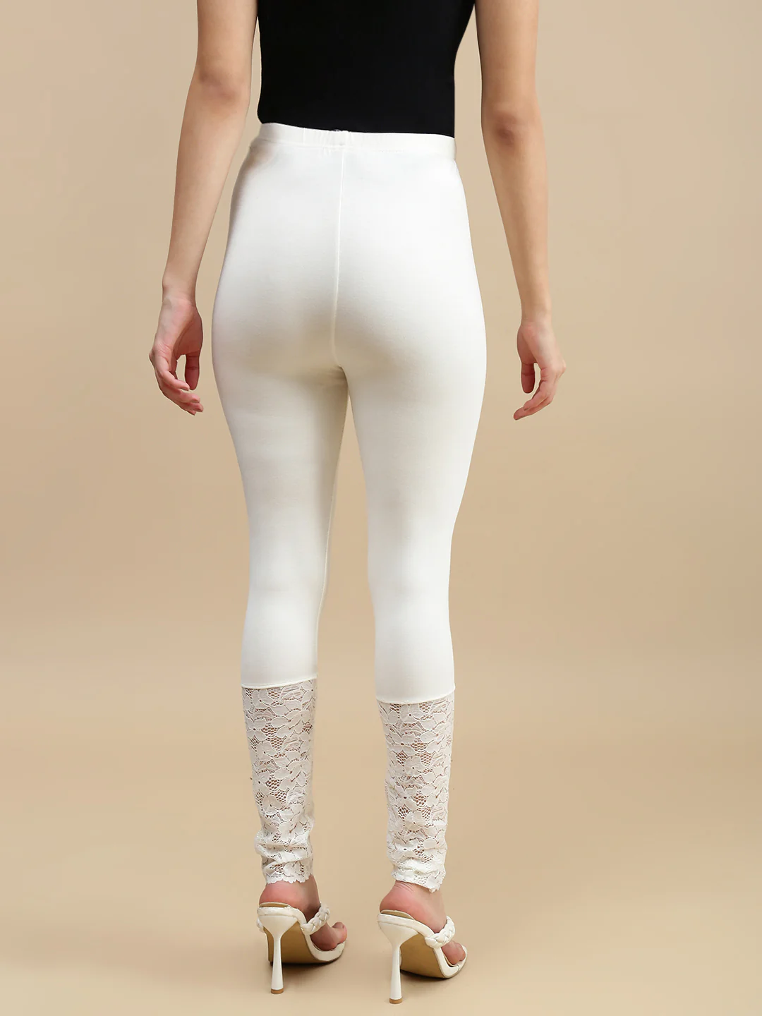 Women Off White Casual Leggings - Image 4