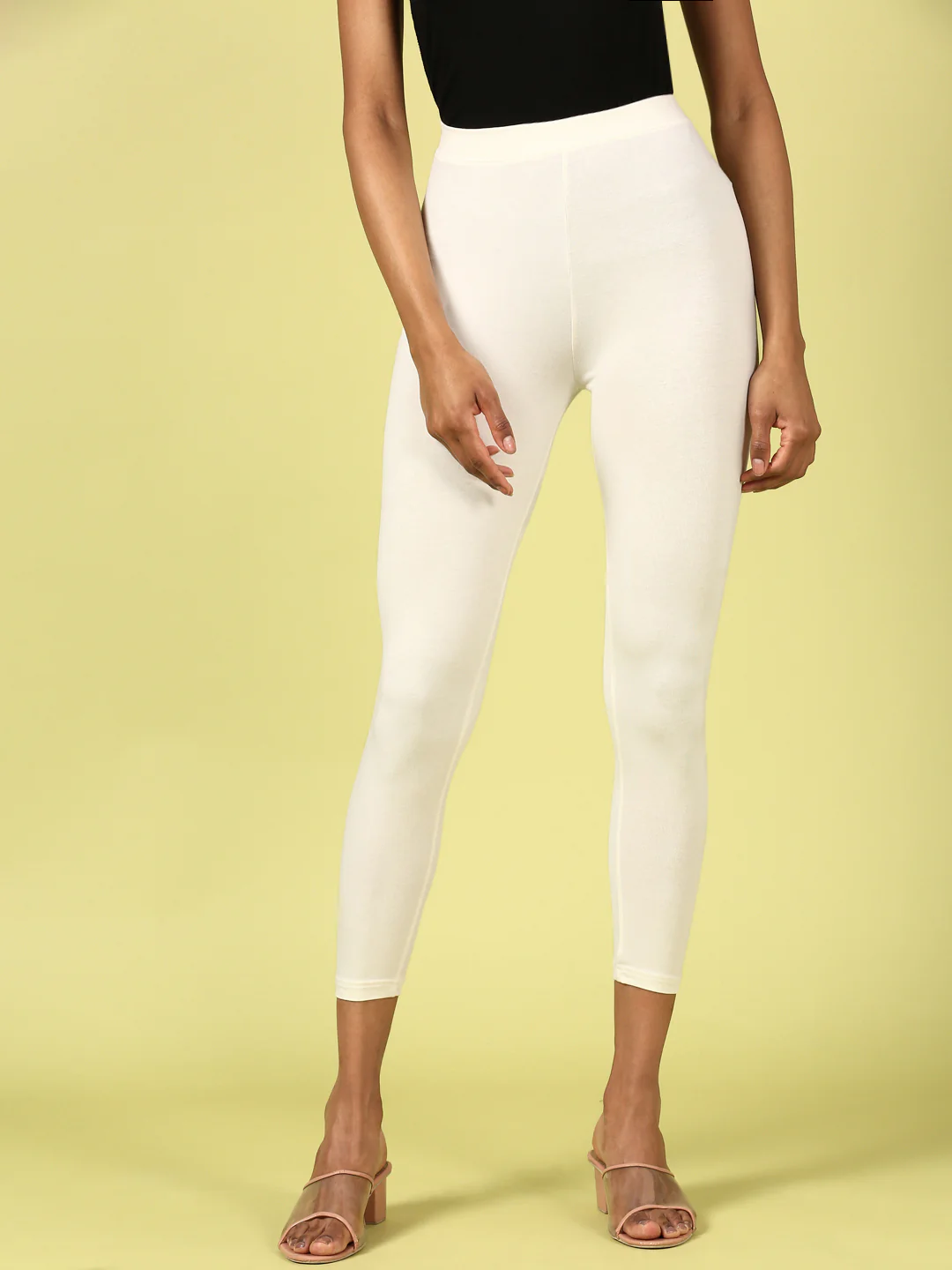 Women Off White Casual Leggings - Image 2