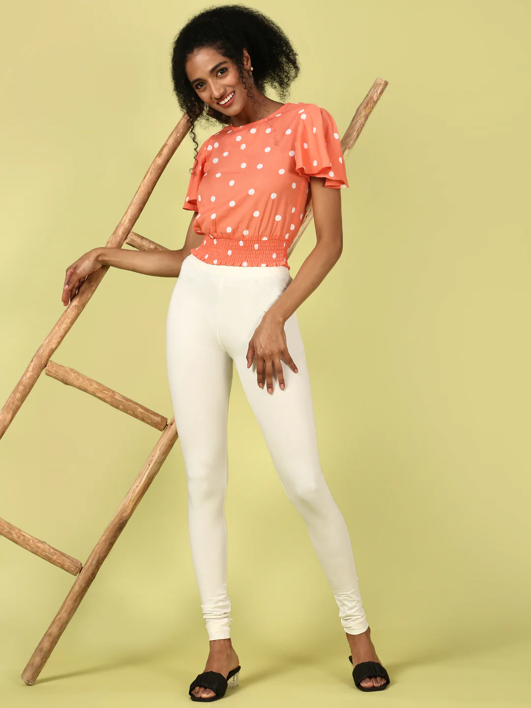 Women Off White Casual Leggings - Image 4