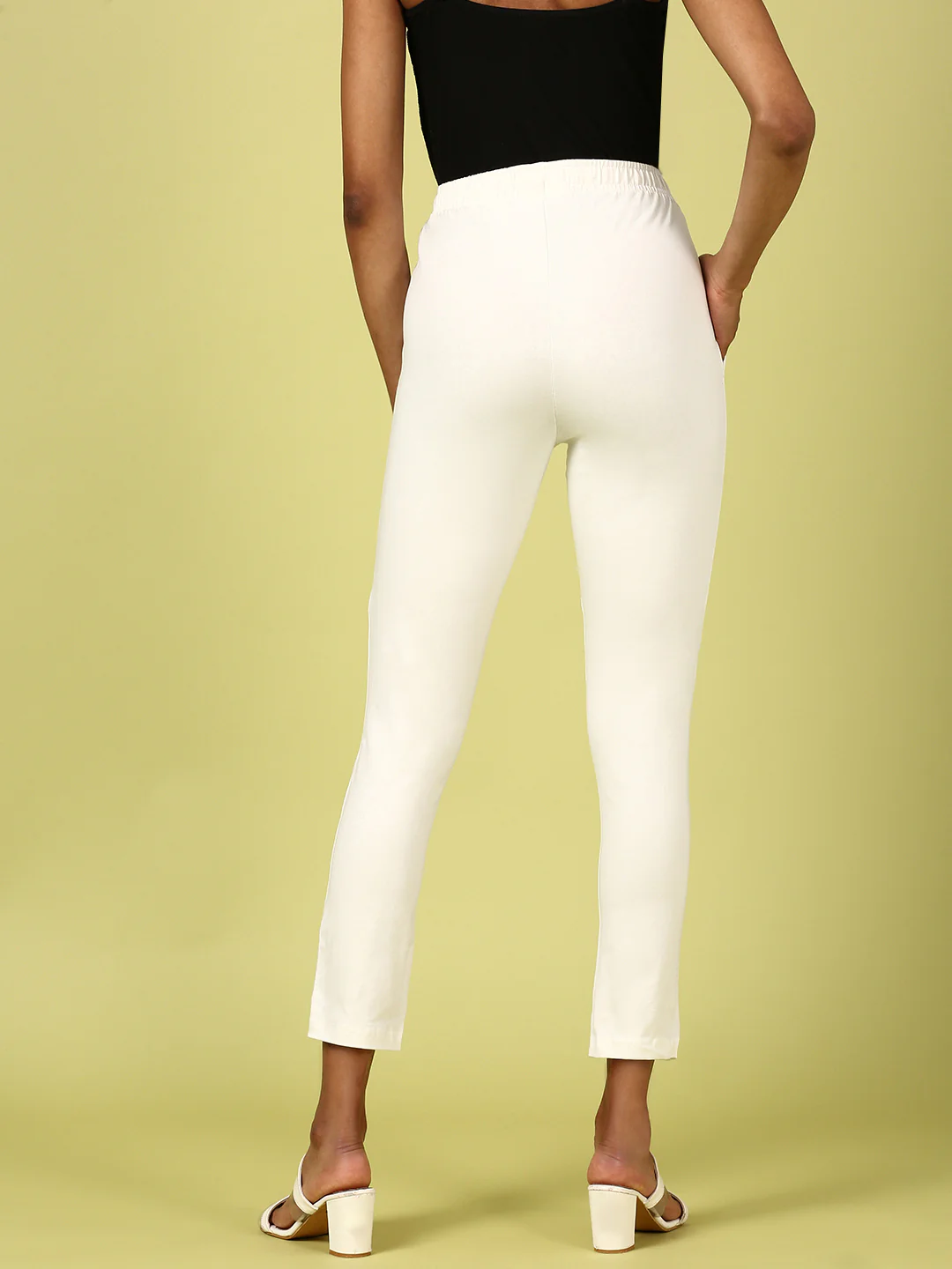 Women Off White Casual Pants - Image 3