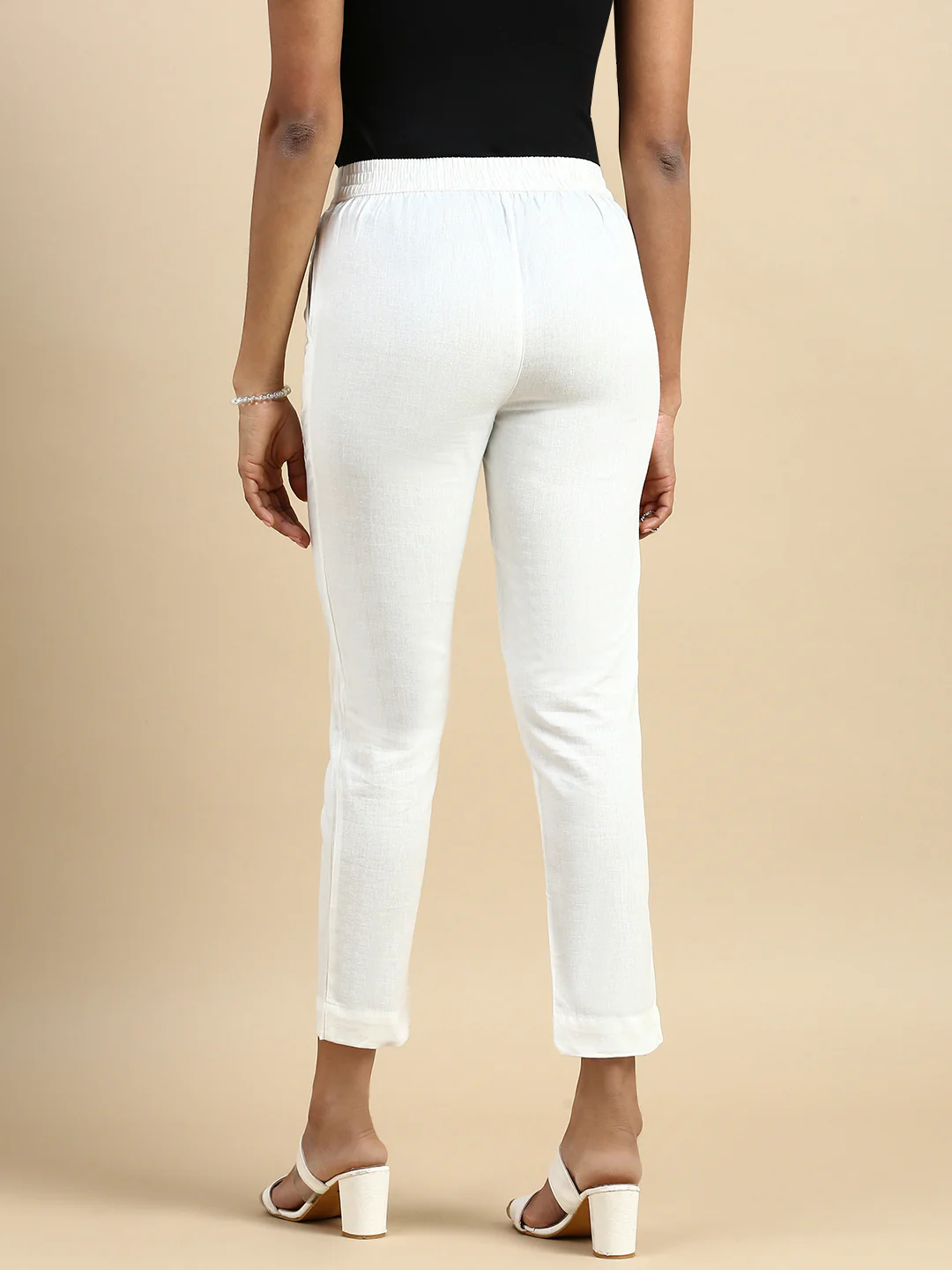 Women Off White Casual Pants - Image 4