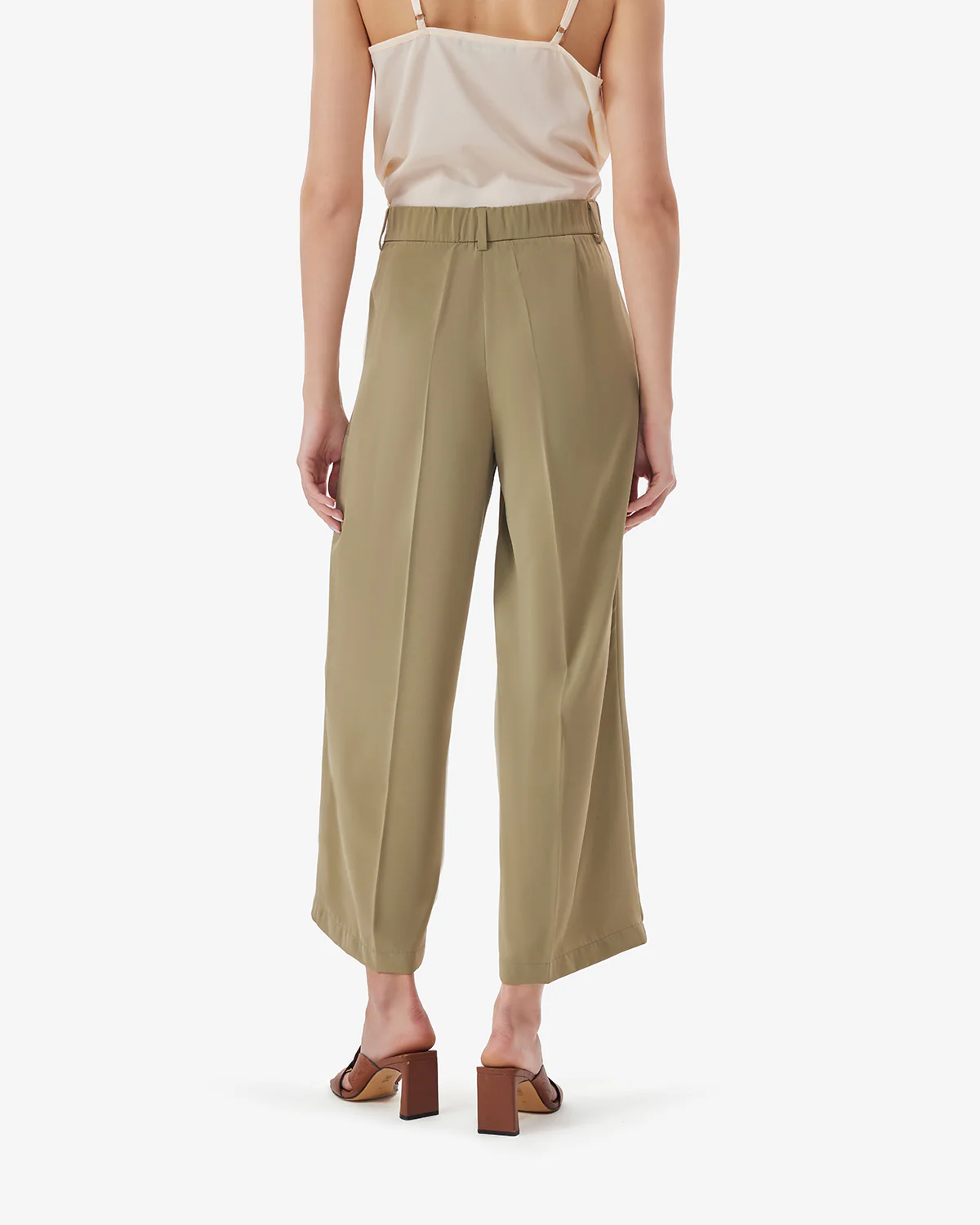 Women Olive BreezeFlow Wide Leg Pants - Image 2