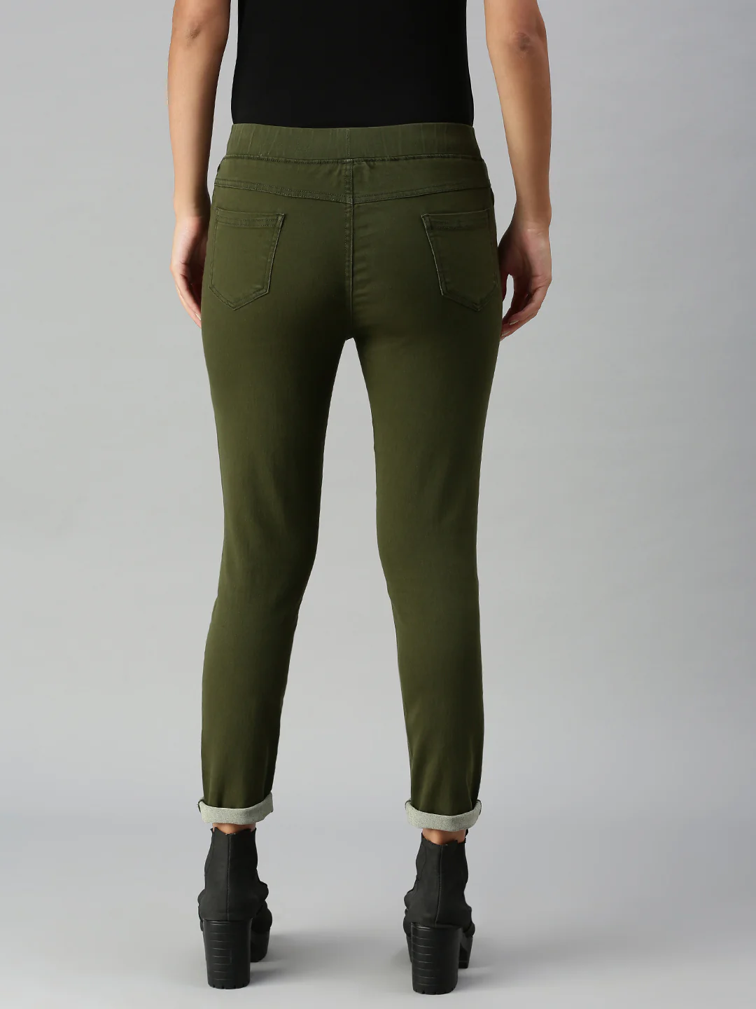 Women Olive Casual Legging - Image 4