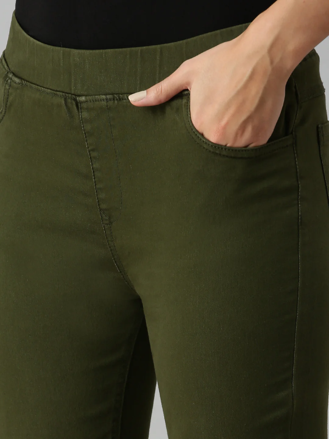 Women Olive Casual Legging - Image 5