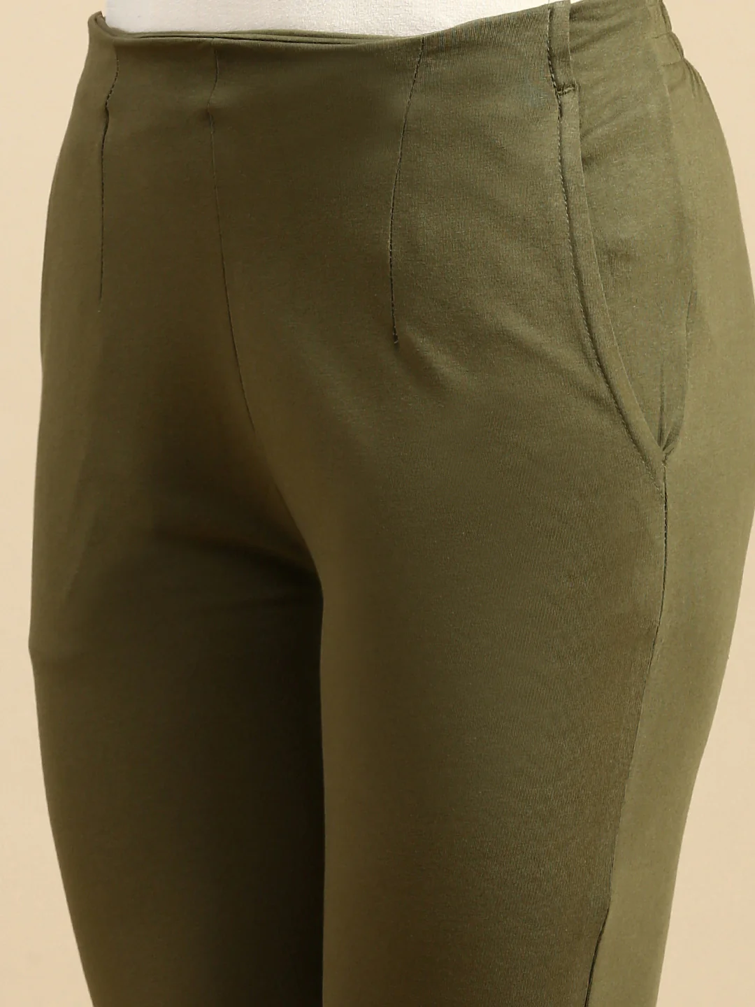 Women Olive Casual Pants - Image 5