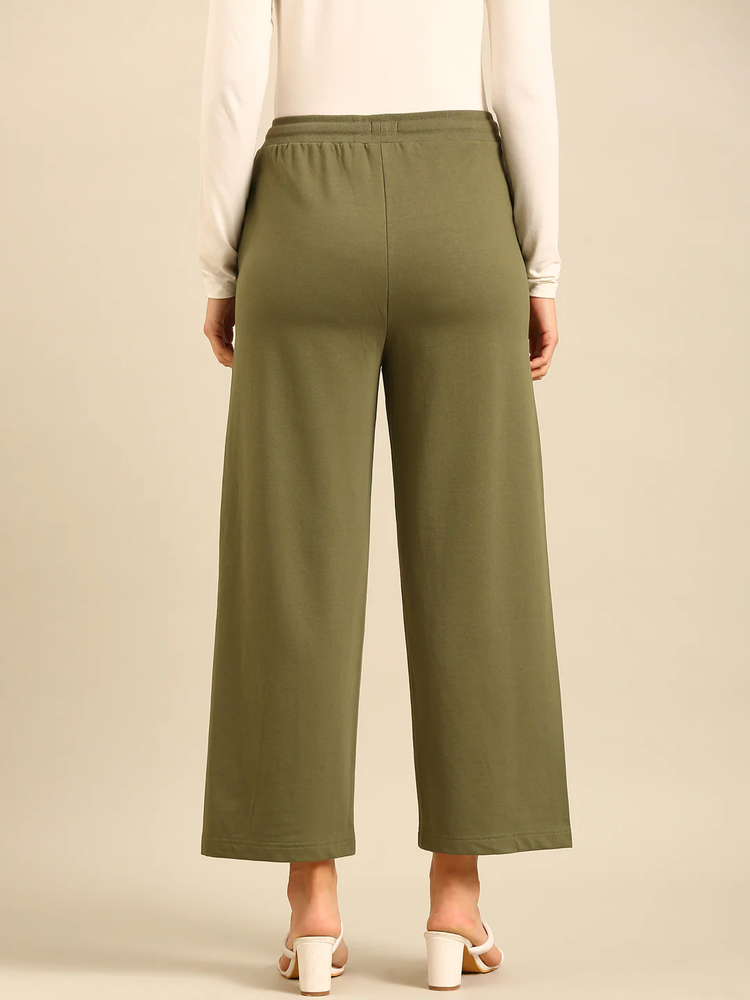 Women Olive Casual Pants - Image 2