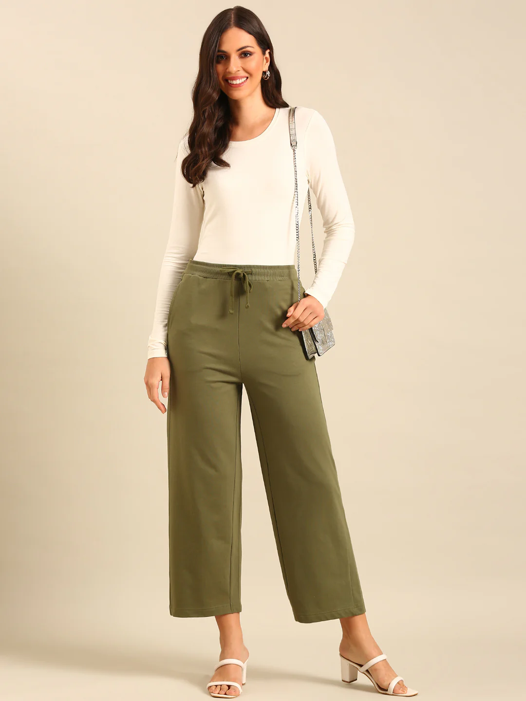 Women Olive Casual Pants - Image 5