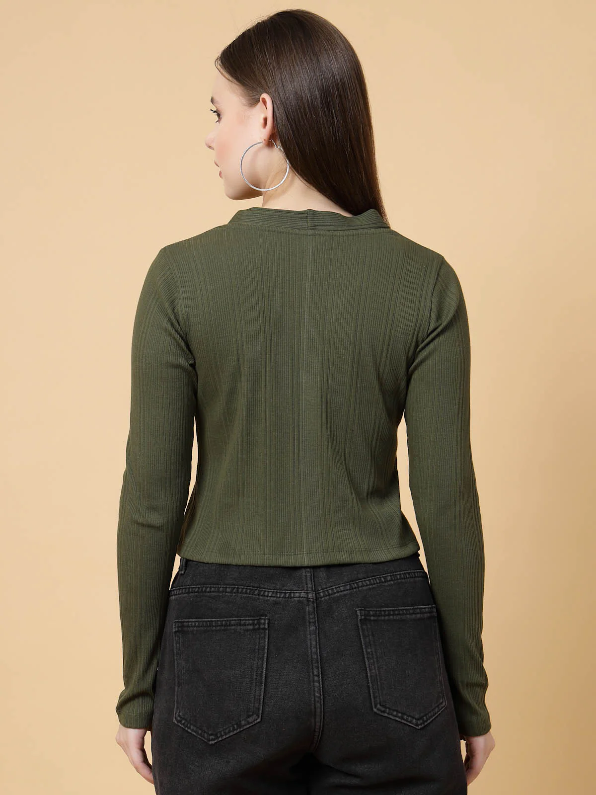 Women Olive Crop Top - Image 5