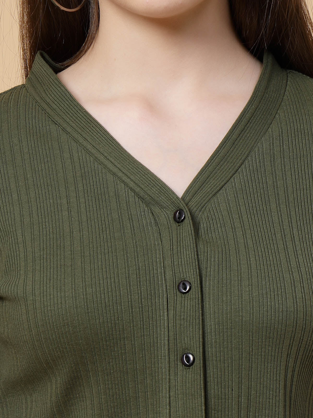 Women Olive Crop Top - Image 6
