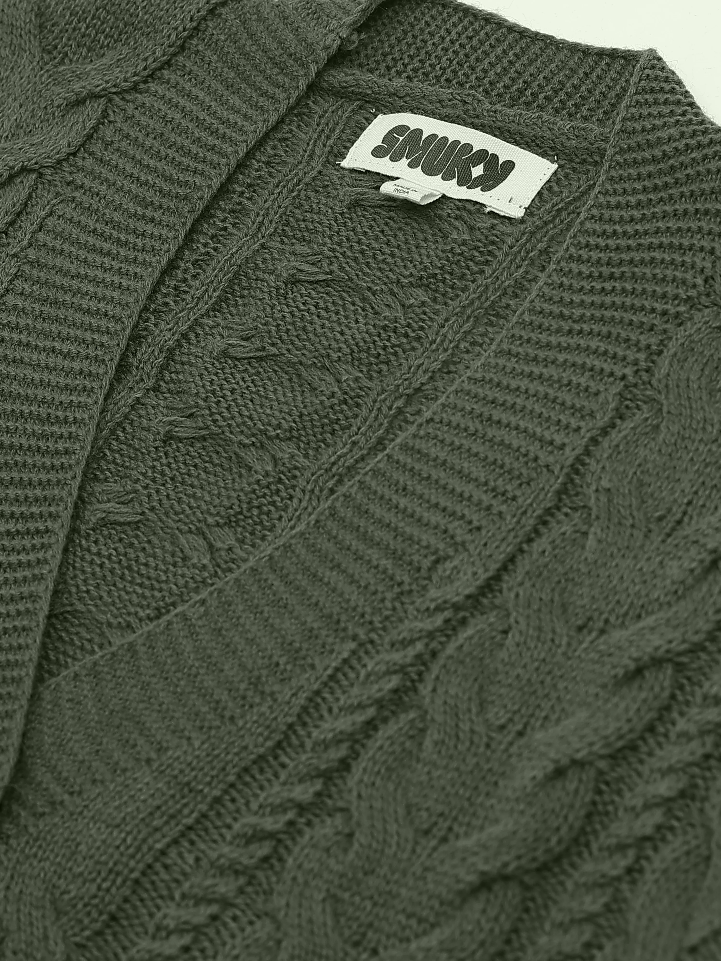 Women Olive Knitted Cardigan - Image 5