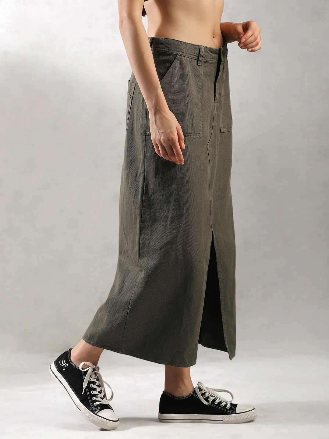 Women Olive Regular Fit Skirt - Image 3