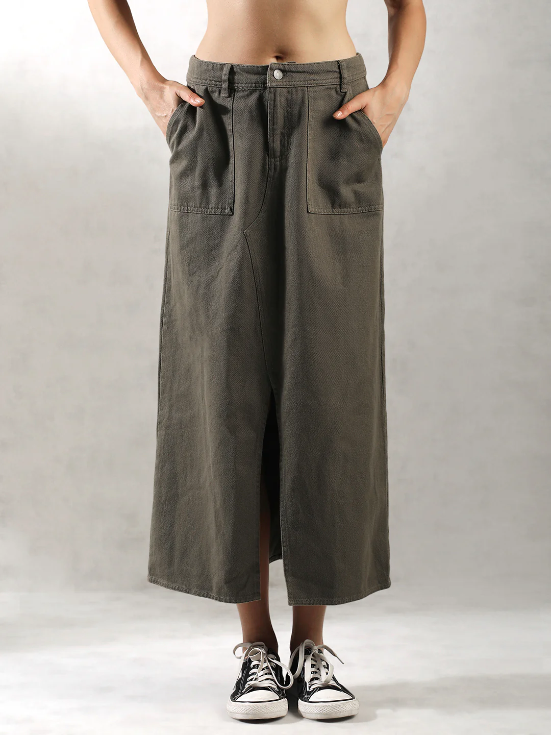 Women Olive Regular Fit Skirt - Image 4