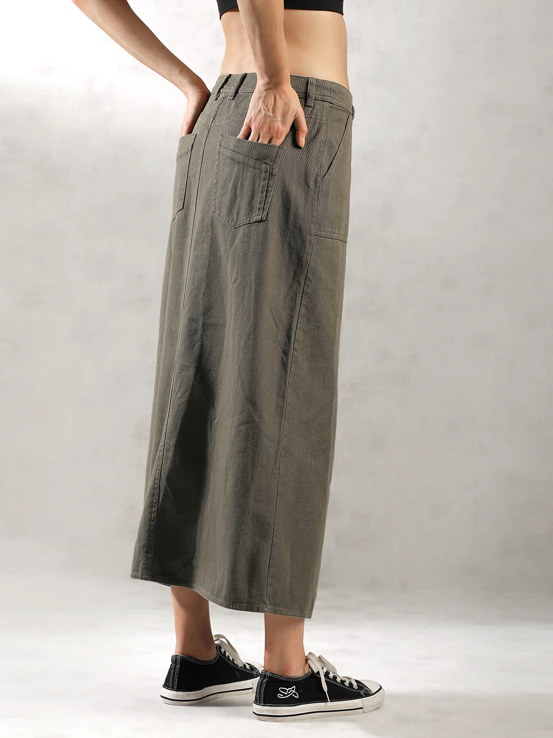 Women Olive Regular Fit Skirt - Image 5