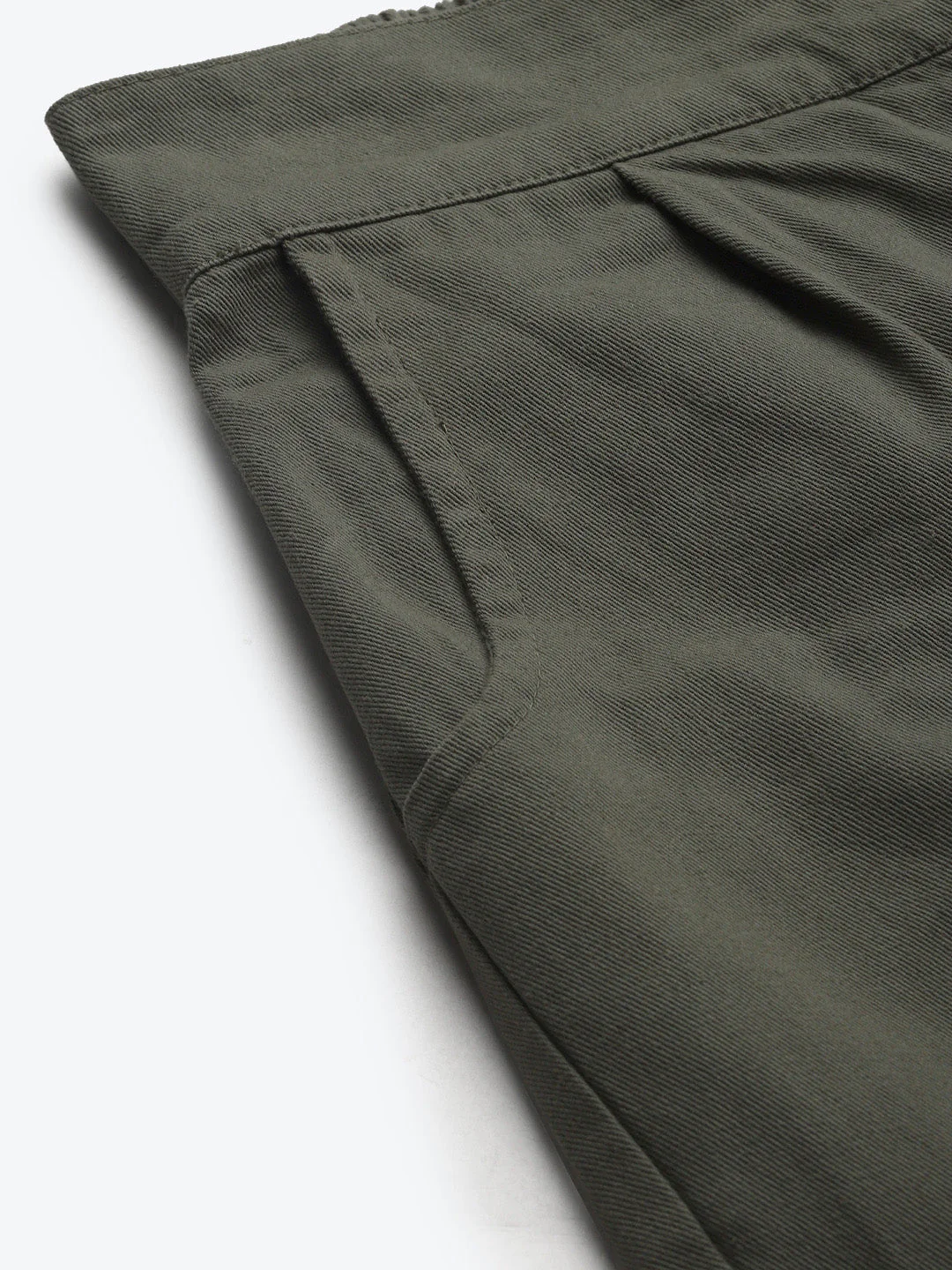 Women Olive Twill Straight Pants - Image 6