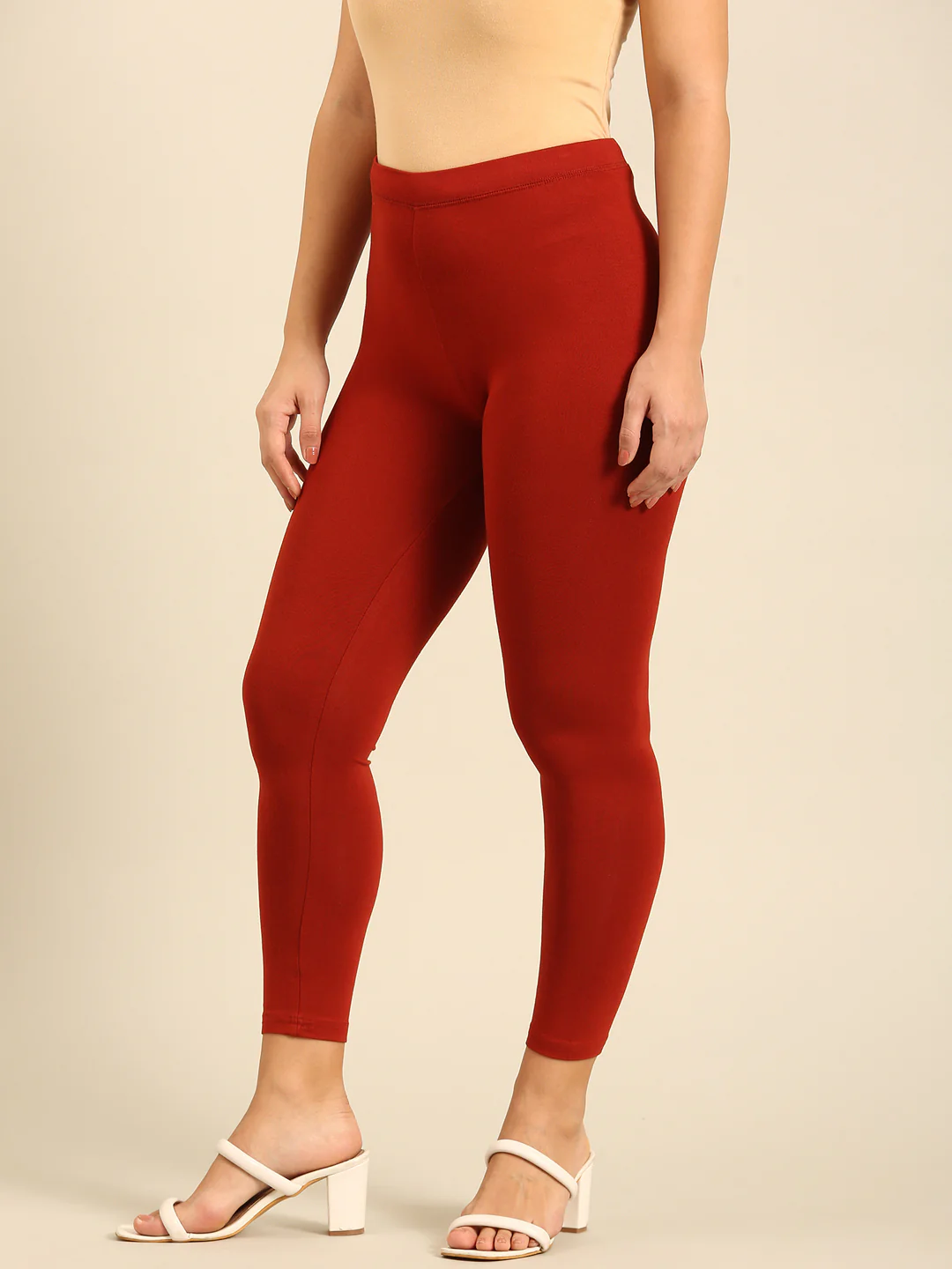 Women Orange Casual Leggings - Image 2