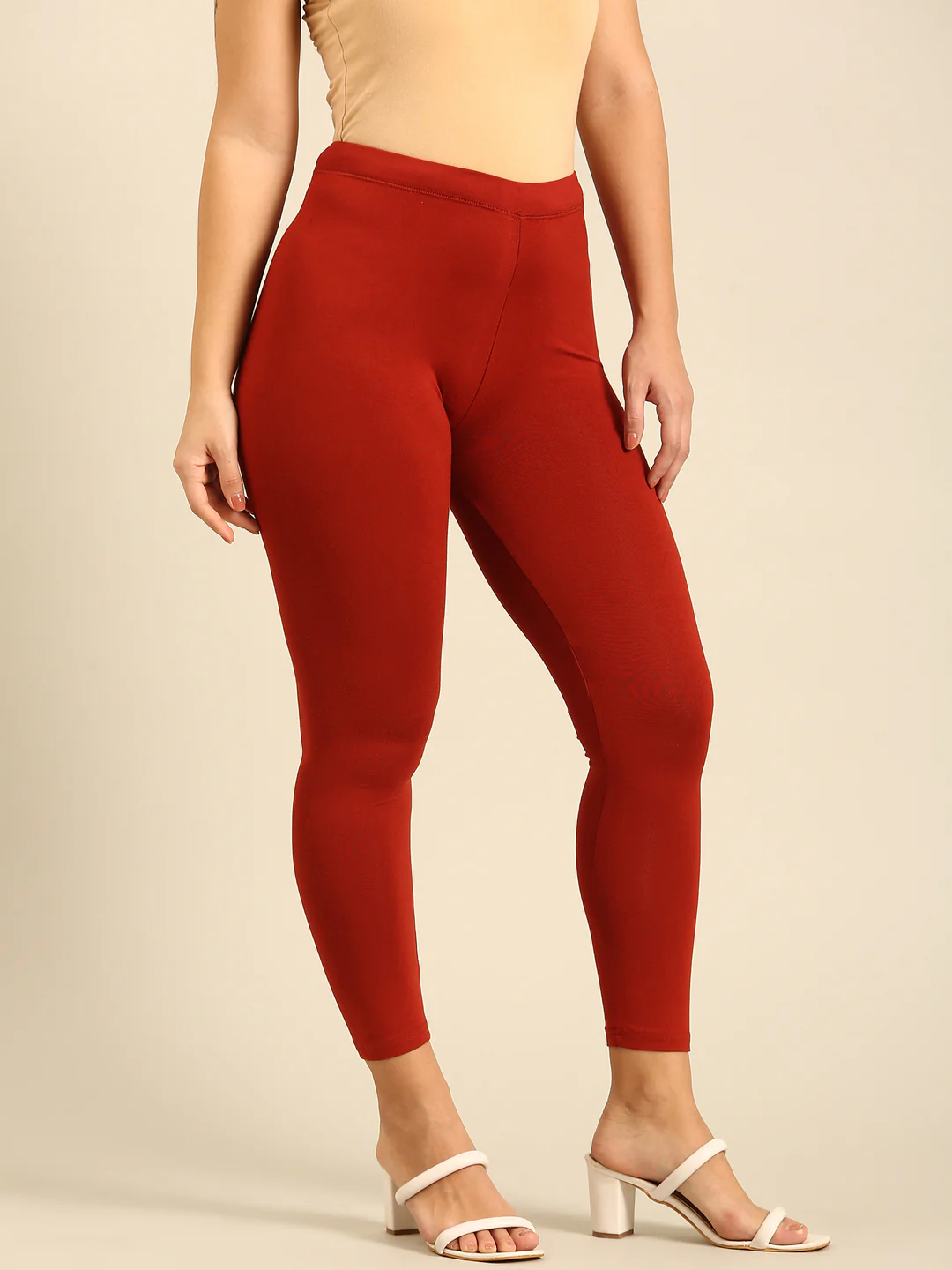 Women Orange Casual Leggings - Image 3
