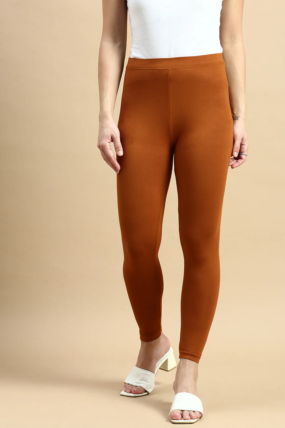 Women Orange Casual Leggings - Image 2