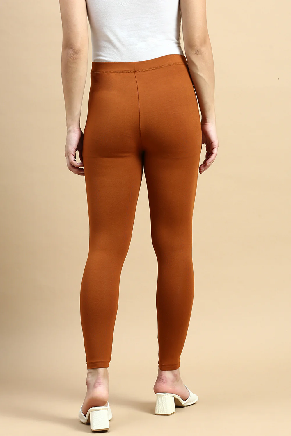 Women Orange Casual Leggings - Image 4