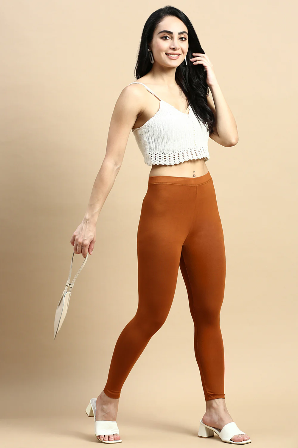Women Orange Casual Leggings - Image 5