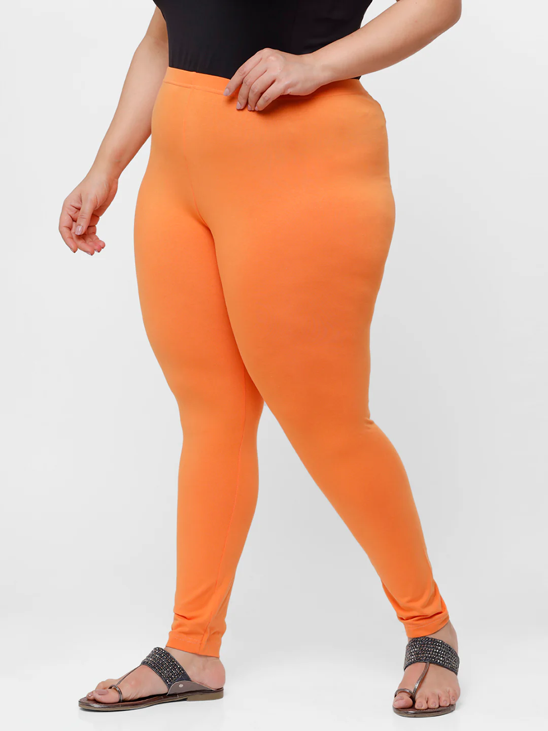 Women Orange Casual Leggings - Image 2
