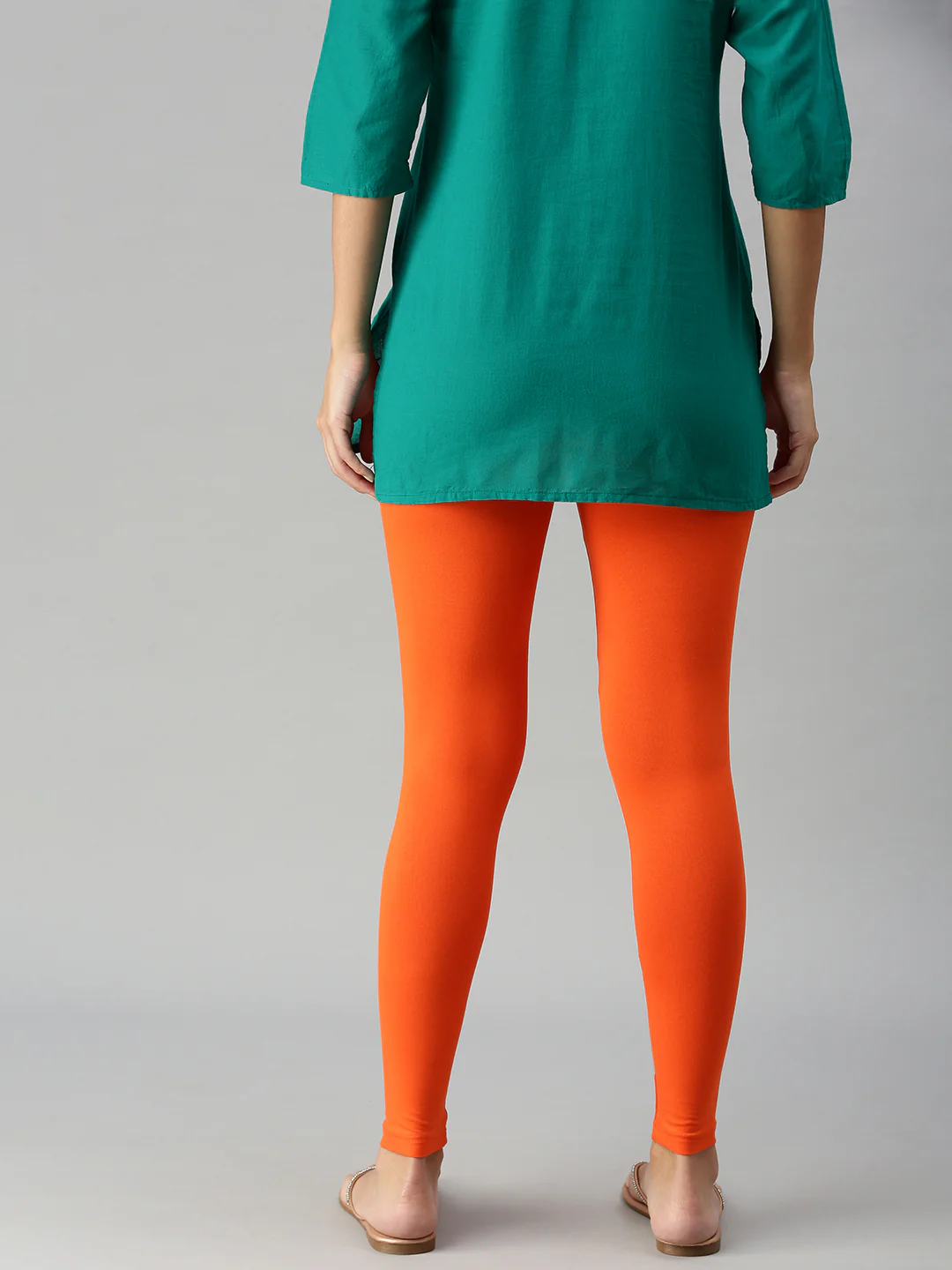Women Orange Casual Leggings - Image 3