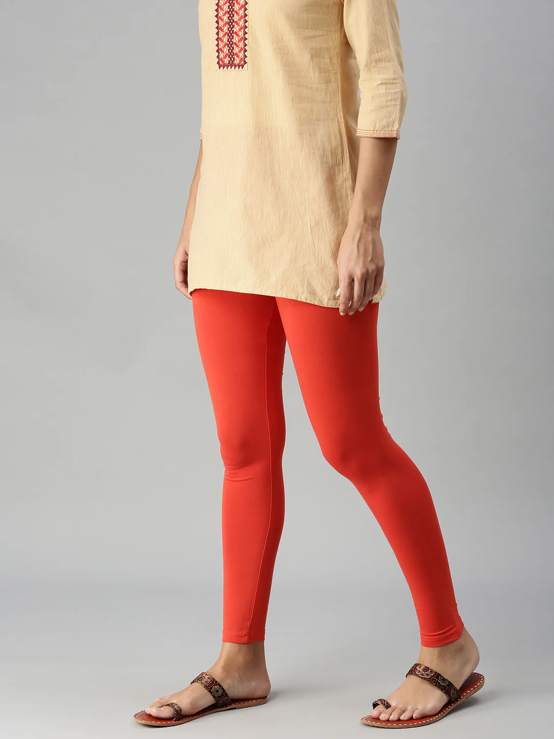 Women Orange Casual Leggings - Image 2