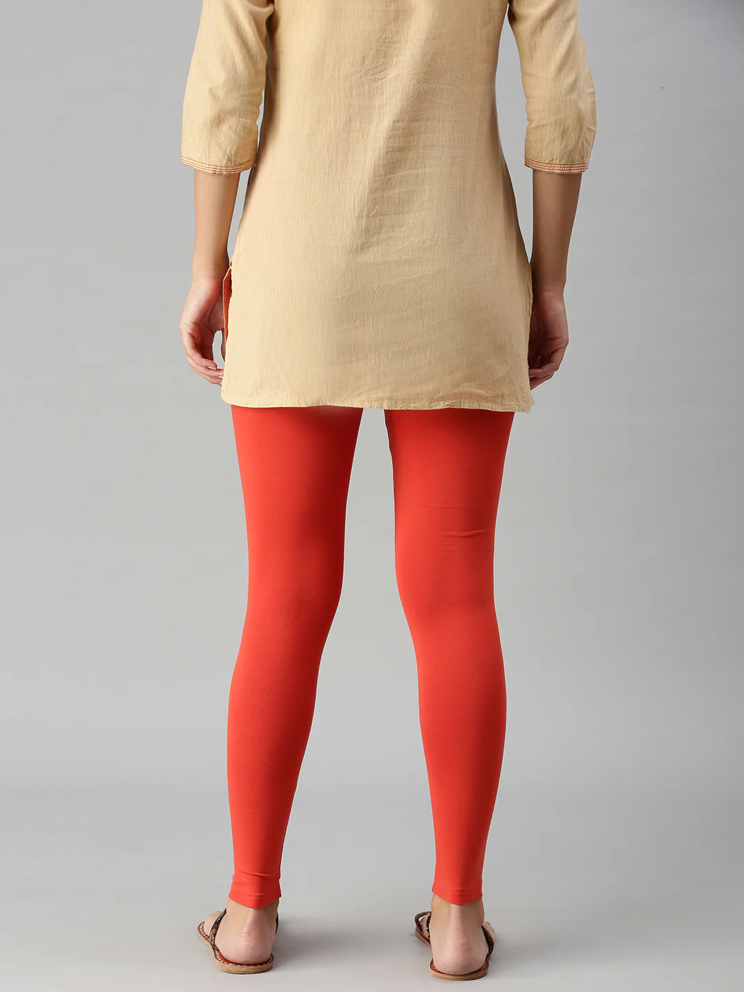 Women Orange Casual Leggings - Image 3