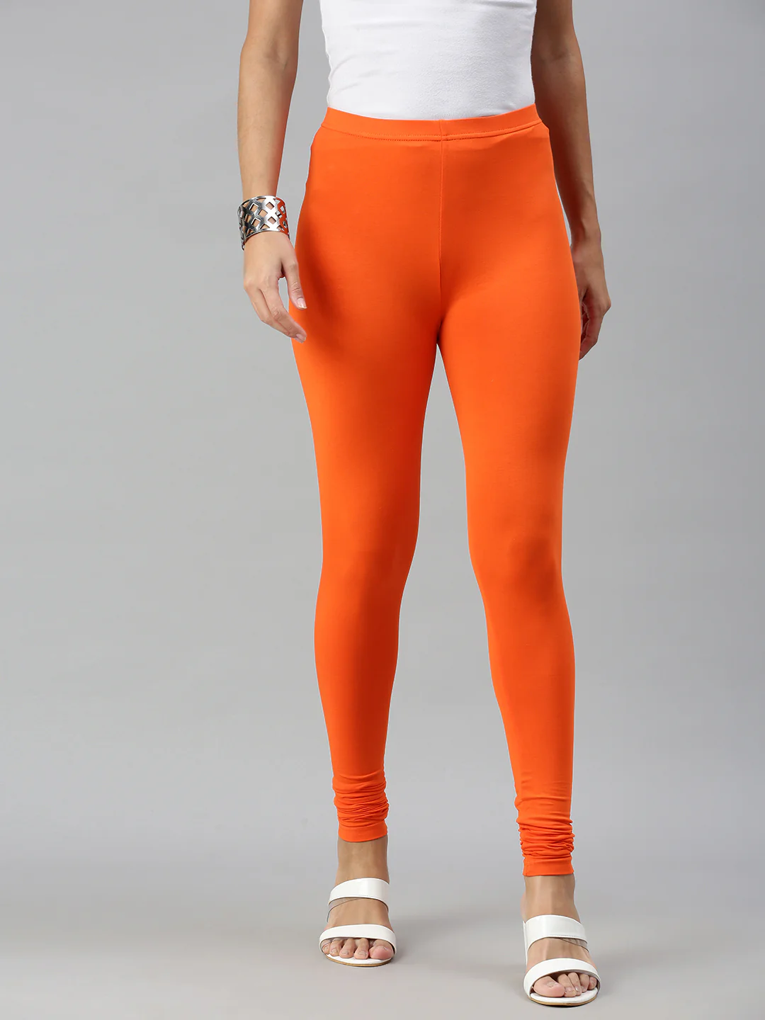 Women Orange Casual Leggings