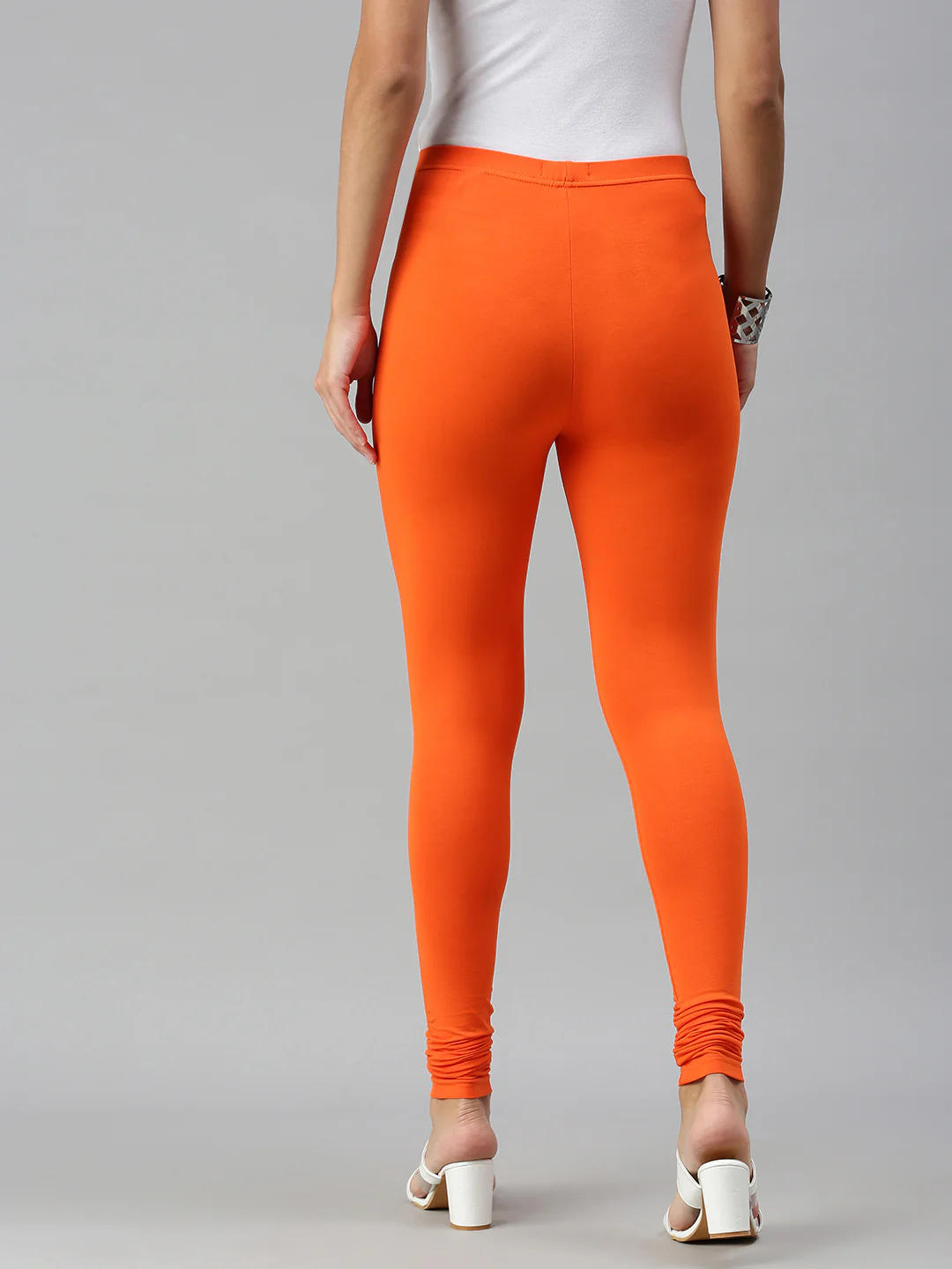 Women Orange Casual Leggings - Image 3