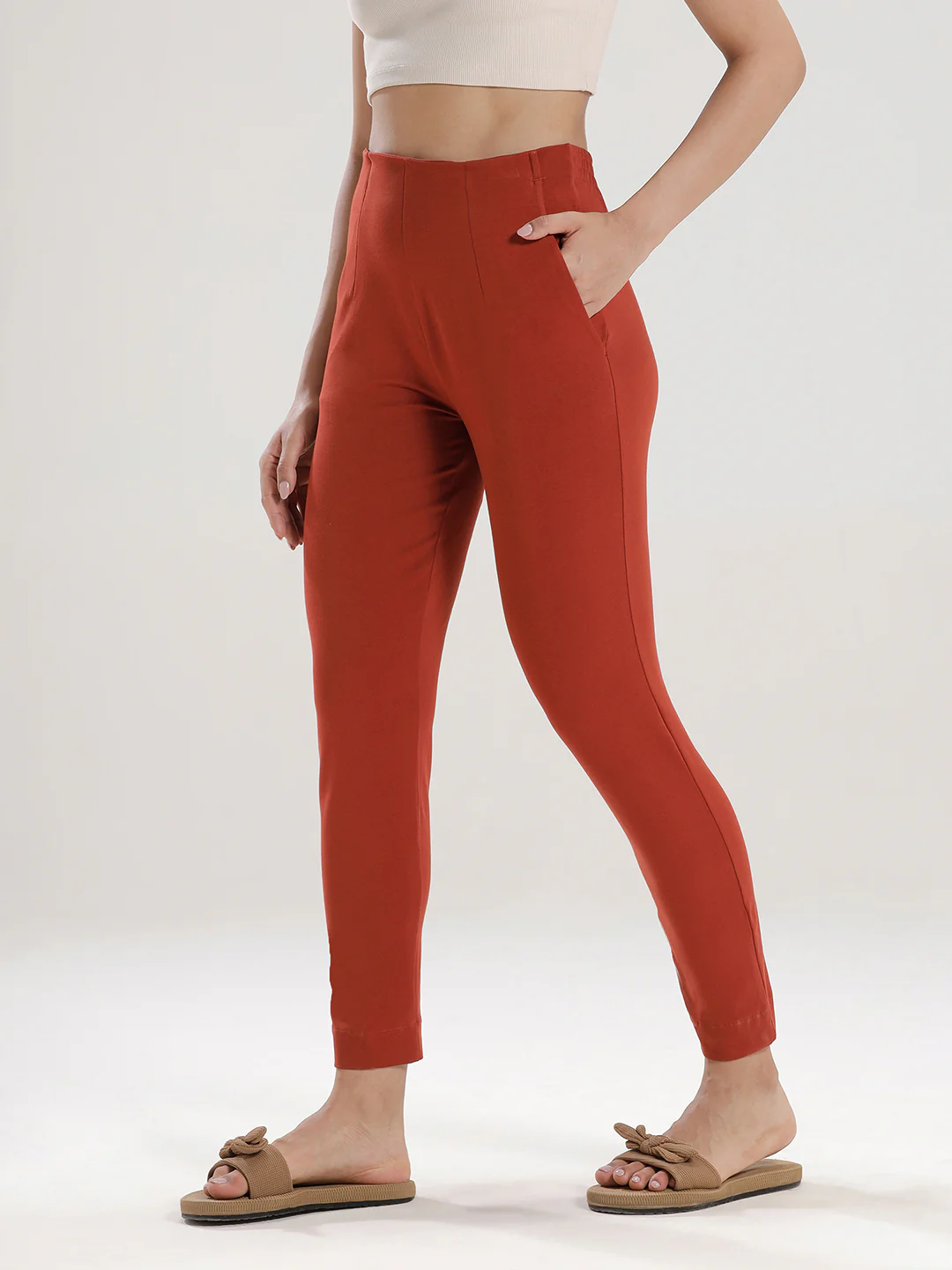 Women Orange Casual Pants - Image 3