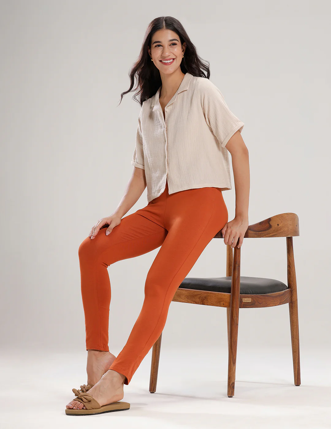 Women Orange Casual Pants - Image 5
