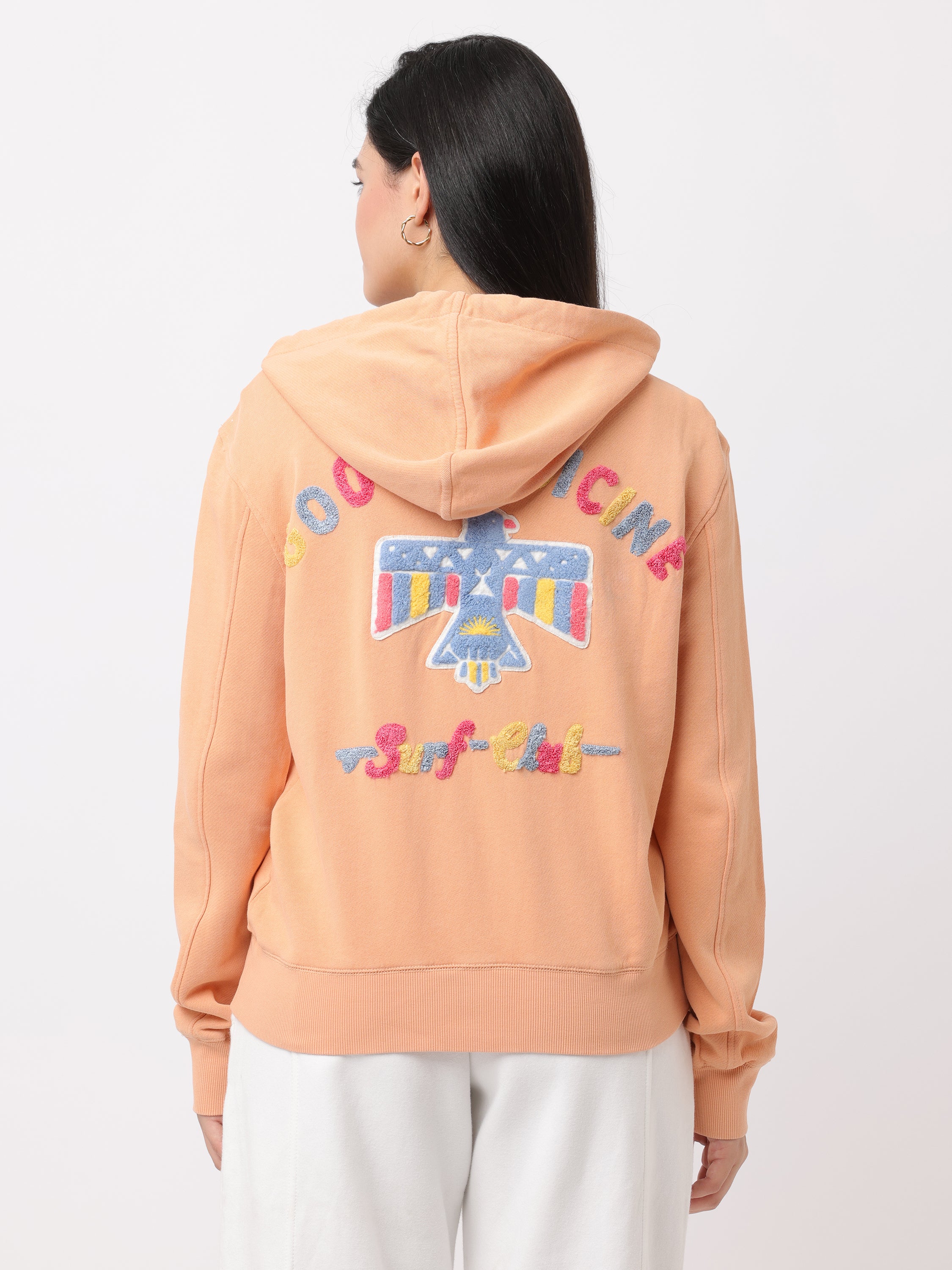 Women Orange Comfort Fit Hoodie - Image 3