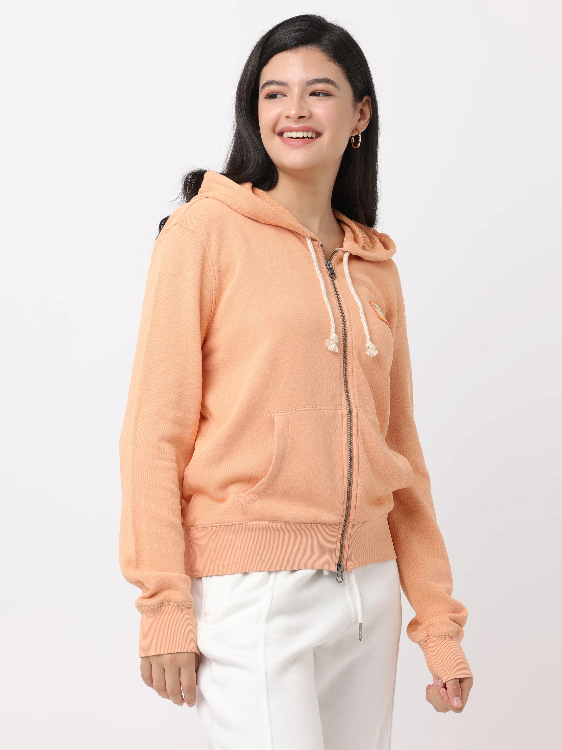 Women Orange Comfort Fit Hoodie - Image 4