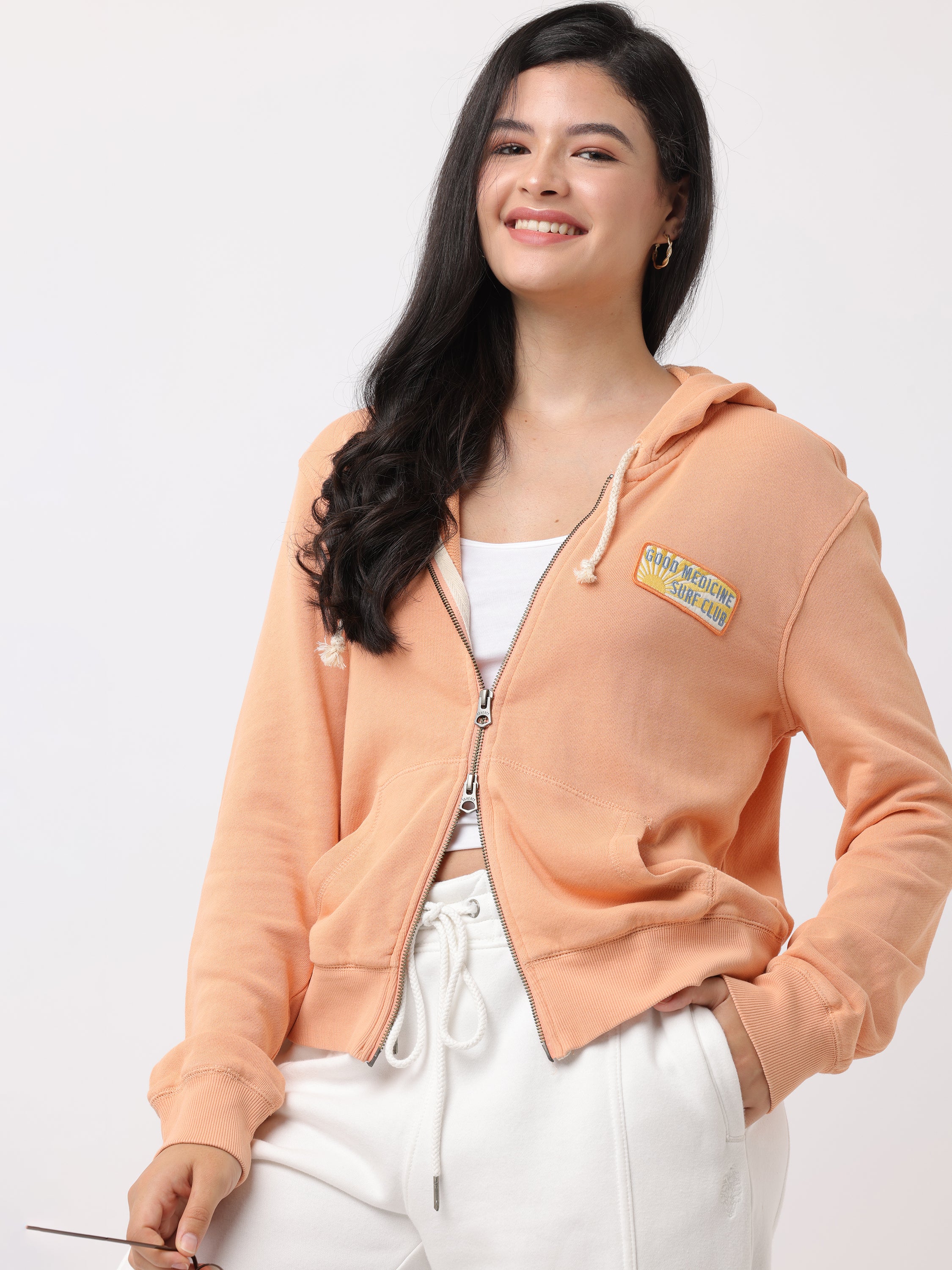 Women Orange Comfort Fit Hoodie - Image 6