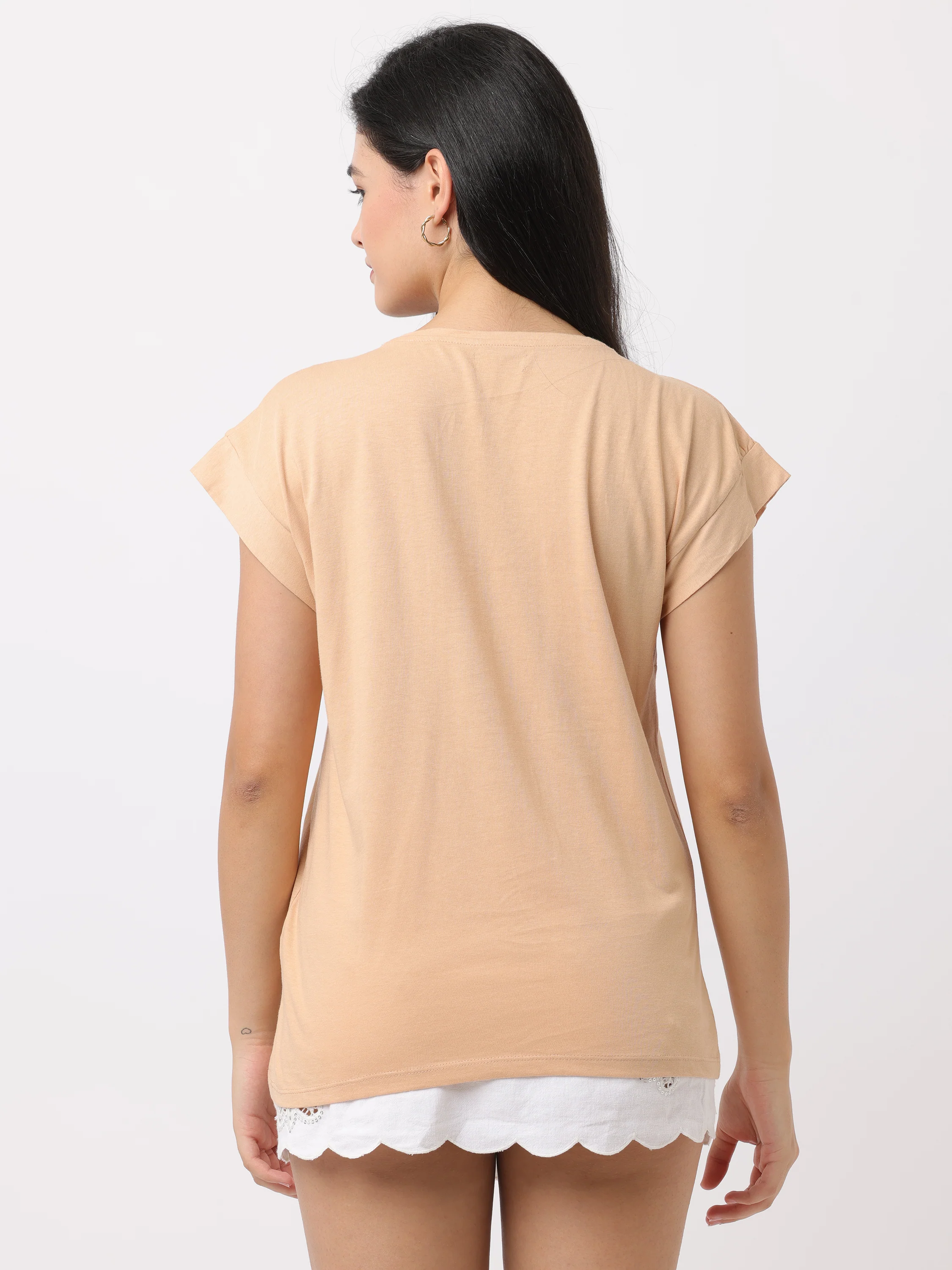 Women Orange Comfort Fit V-neck Top - Image 5