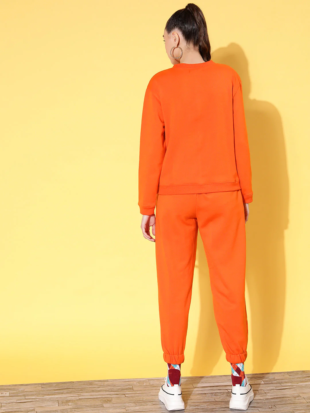 Women Orange Fleece Dragon Sweatshirt With Joggers - Image 5