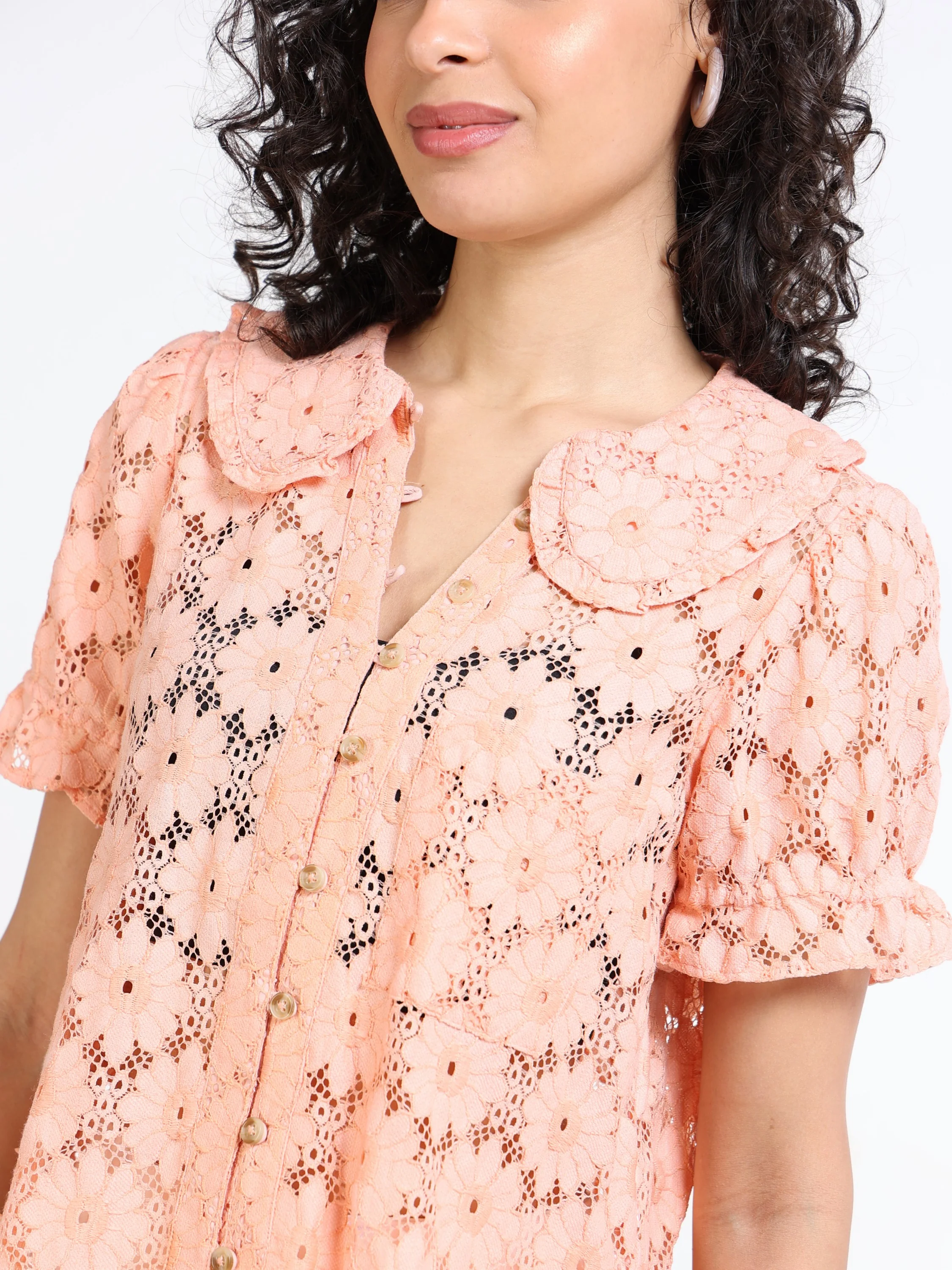 Women Orange Embroidery Shirt - Image 7
