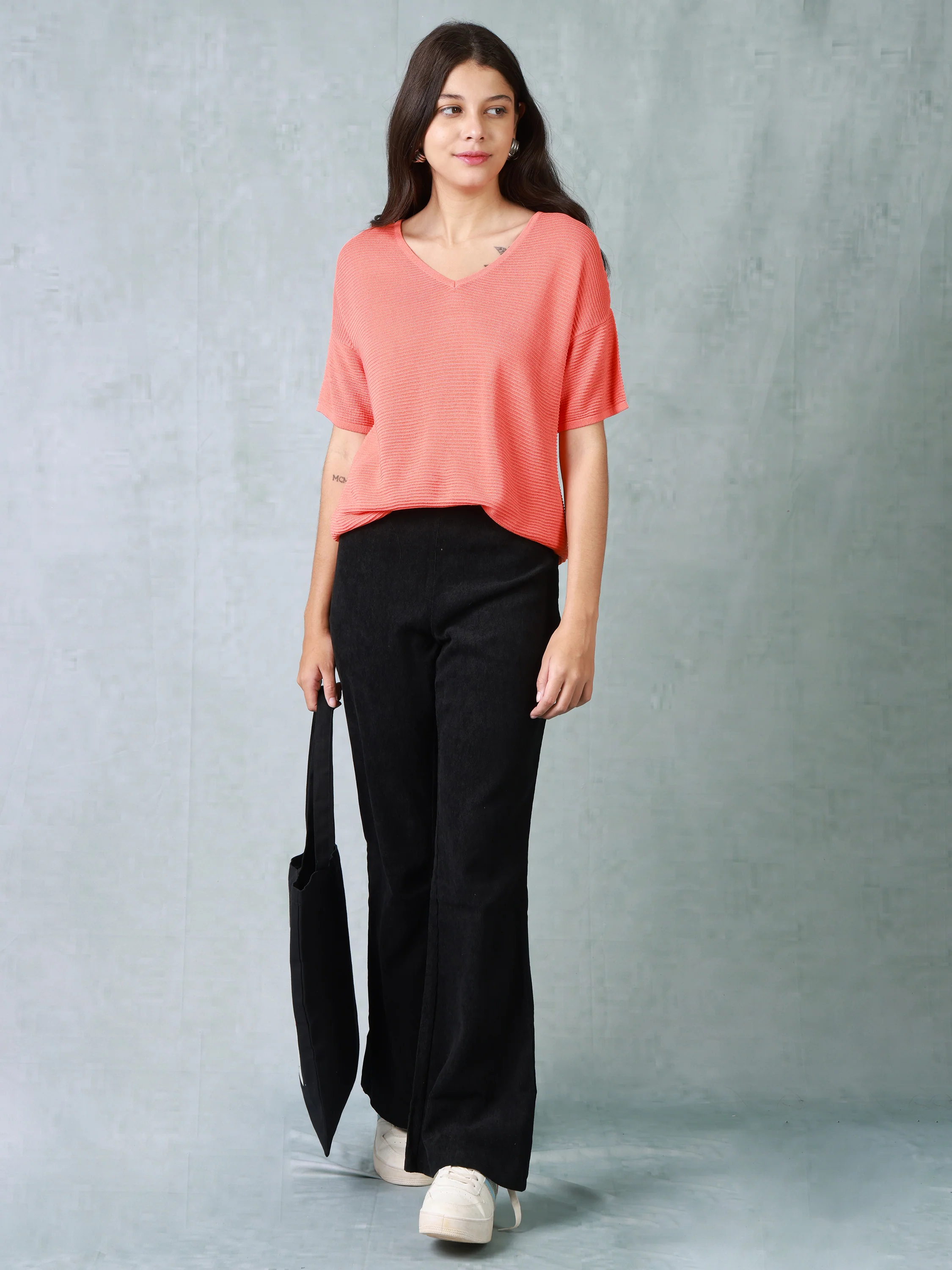 Women Orange Knitted Top - Image 3