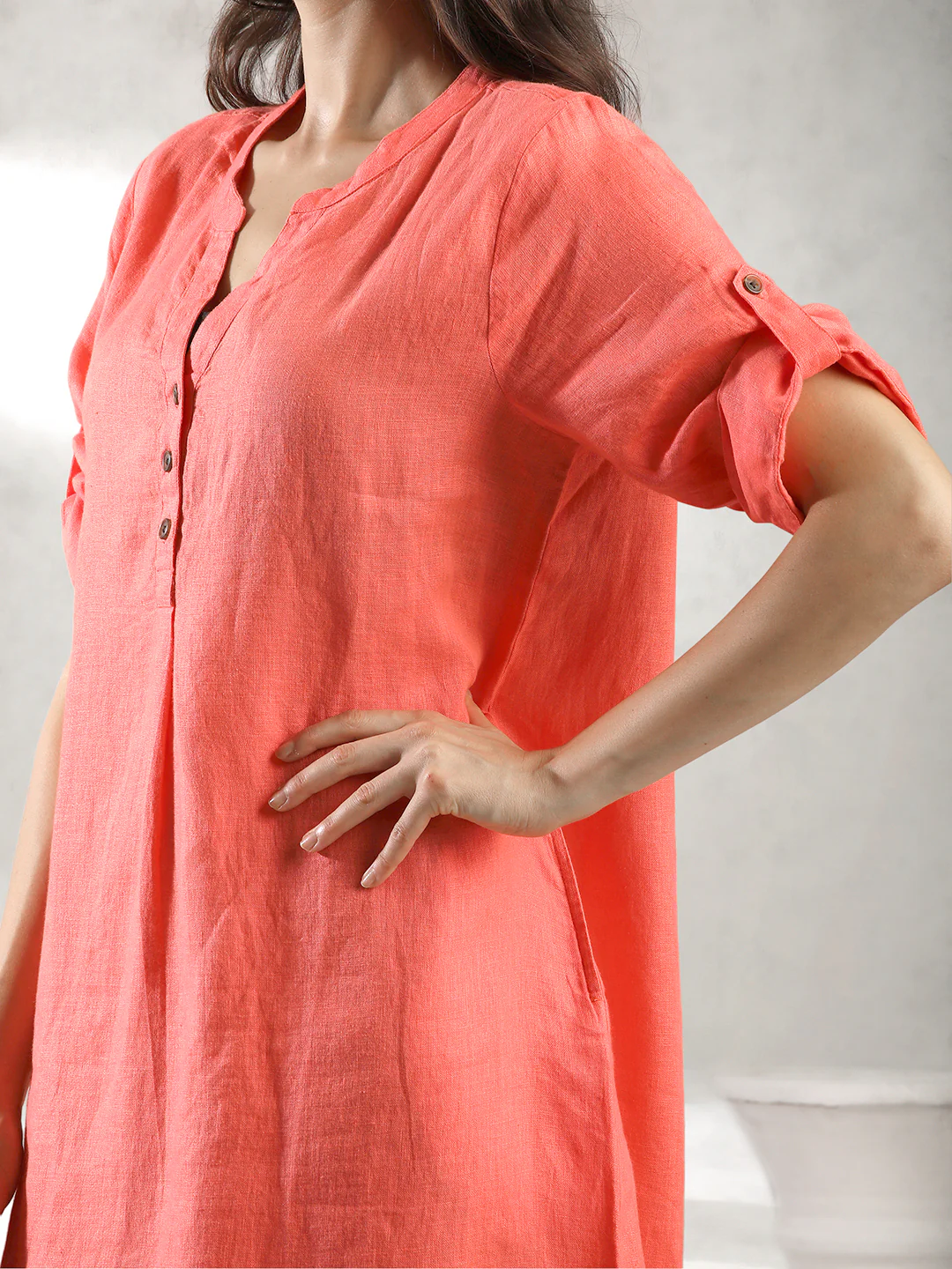 Women Orange Oversize Maxi Dress - Image 6