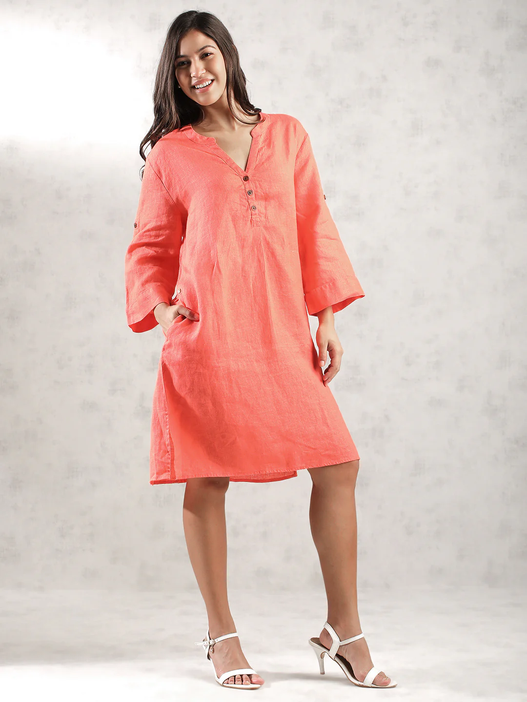 Women Orange Oversize Fit Dress - Image 3