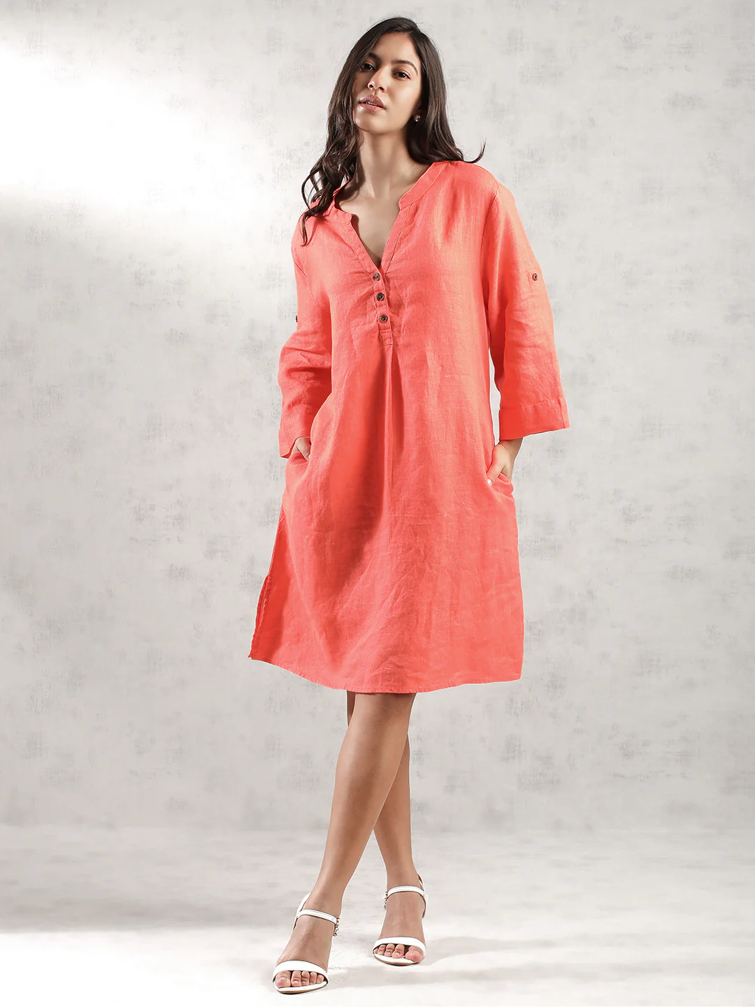 Women Orange Oversize Fit Dress - Image 6
