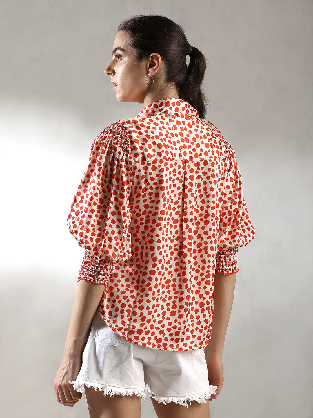 Women Orange Printed Casual Top - Image 3