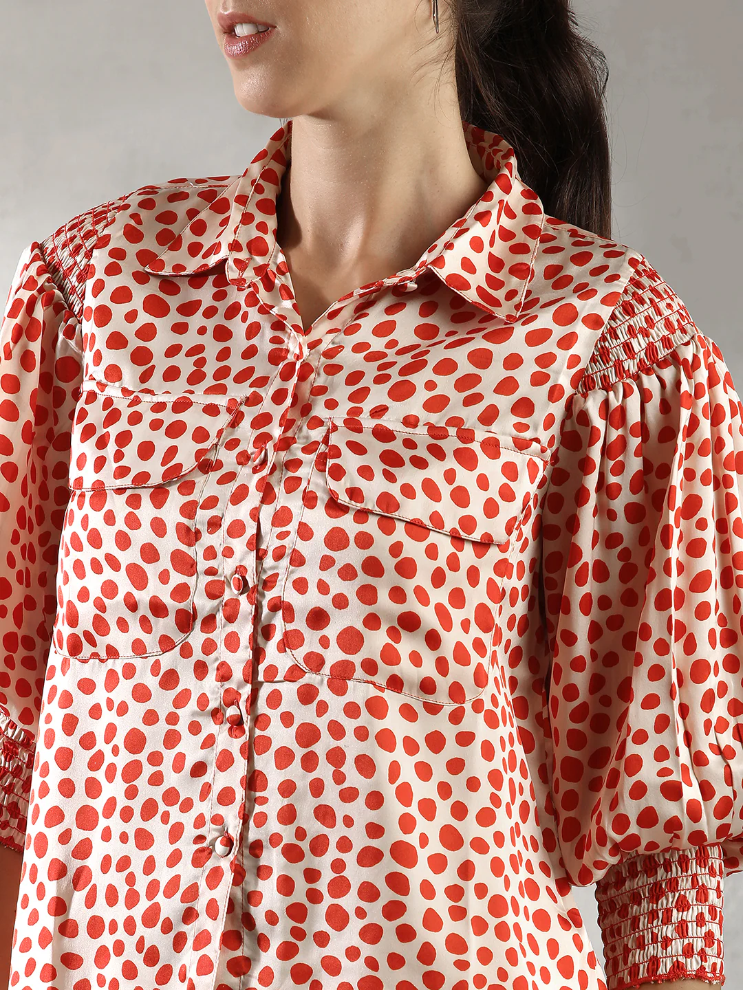 Women Orange Printed Casual Top - Image 4
